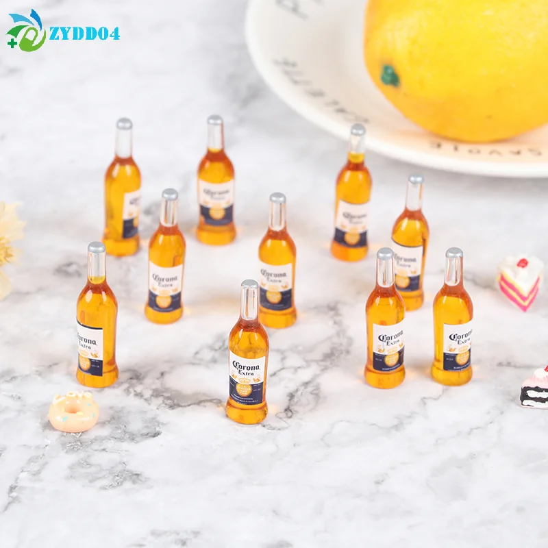 ● 10Pcs 1/6 인형 집 미니어처 수지 병 미니 시뮬레이션 와인 병 모델 인형 집 액세서리 어린이 장난감 어린이 선물