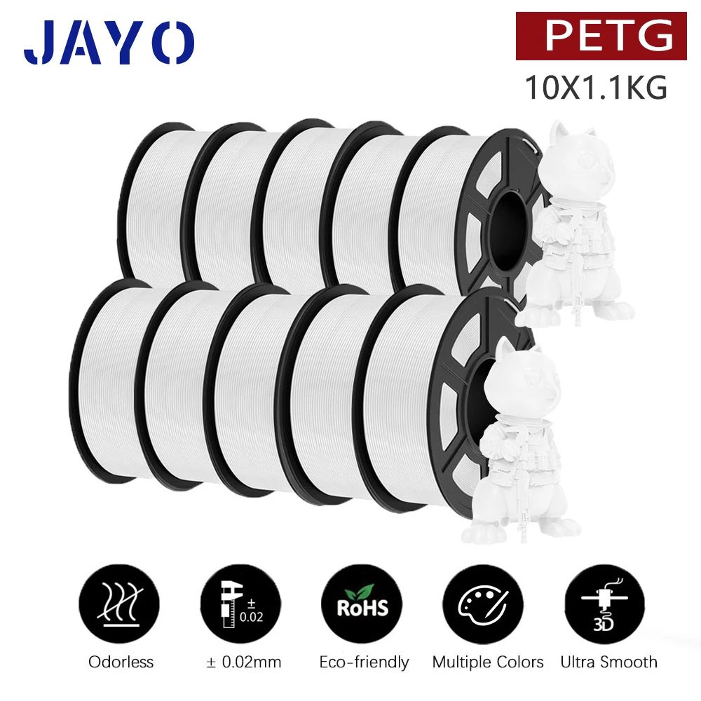 thumbnail image 1 of Filamento PLA/PLA Meta/PETG/PLA PLUS/PLA mate para impresora 3D JAYO de 1,75 mm, 10 rollos, materiales de impresión 3D para impresora 3D y bolígrafo 3D, 1 of 5