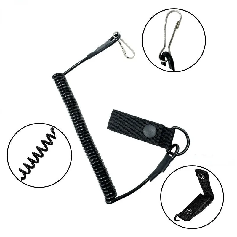 Elastic Lanyard Rope Tactical Anti-lost Spring Safety Strap Gun Rope For Key Ring Chain Flashlight Hunting Accessories