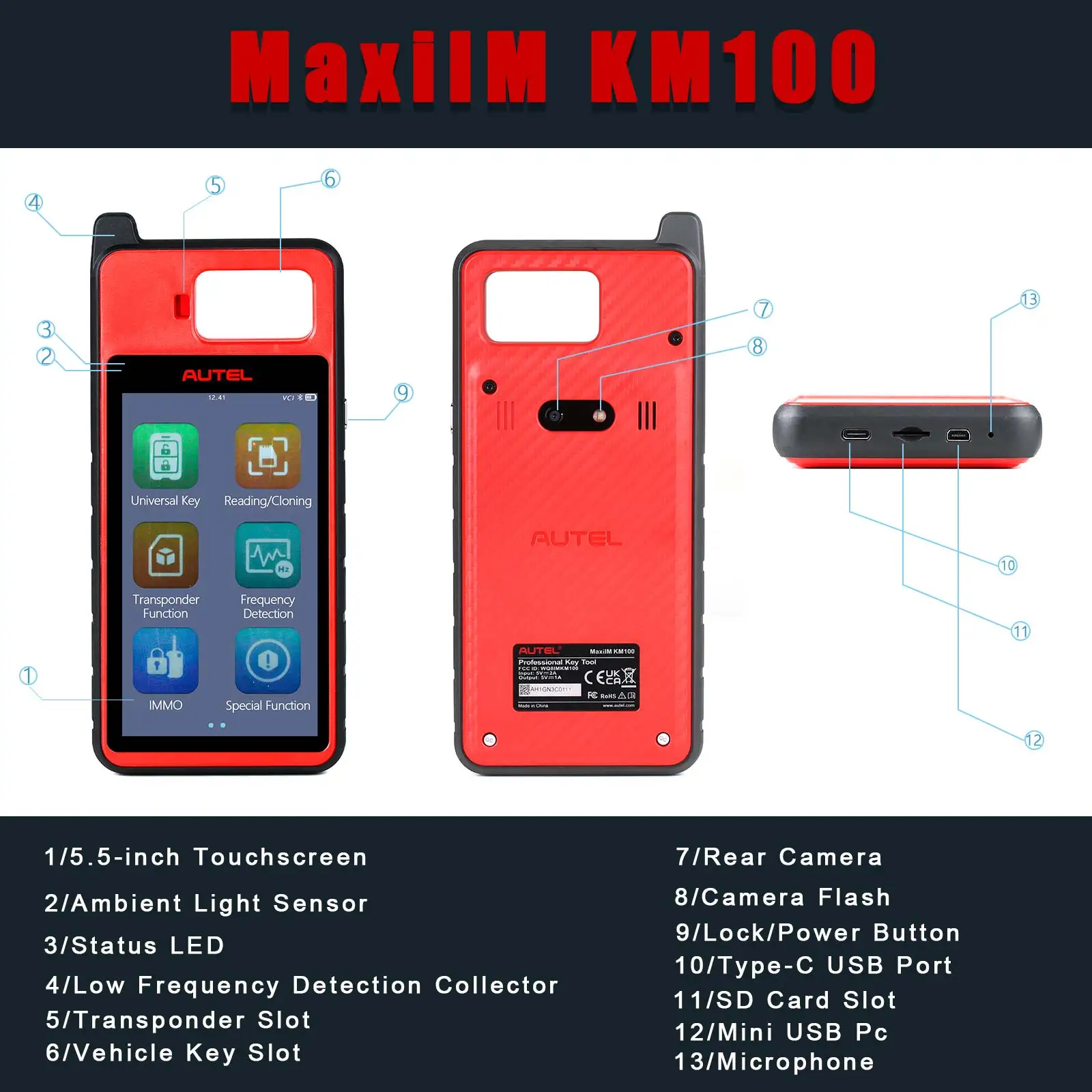 Autel Bundle MaxiIM KM100 Key Programming Tool + G-BOX3 + for Toyota 8A Cable 8A Non-Smart Key All Keys Lost Adapter