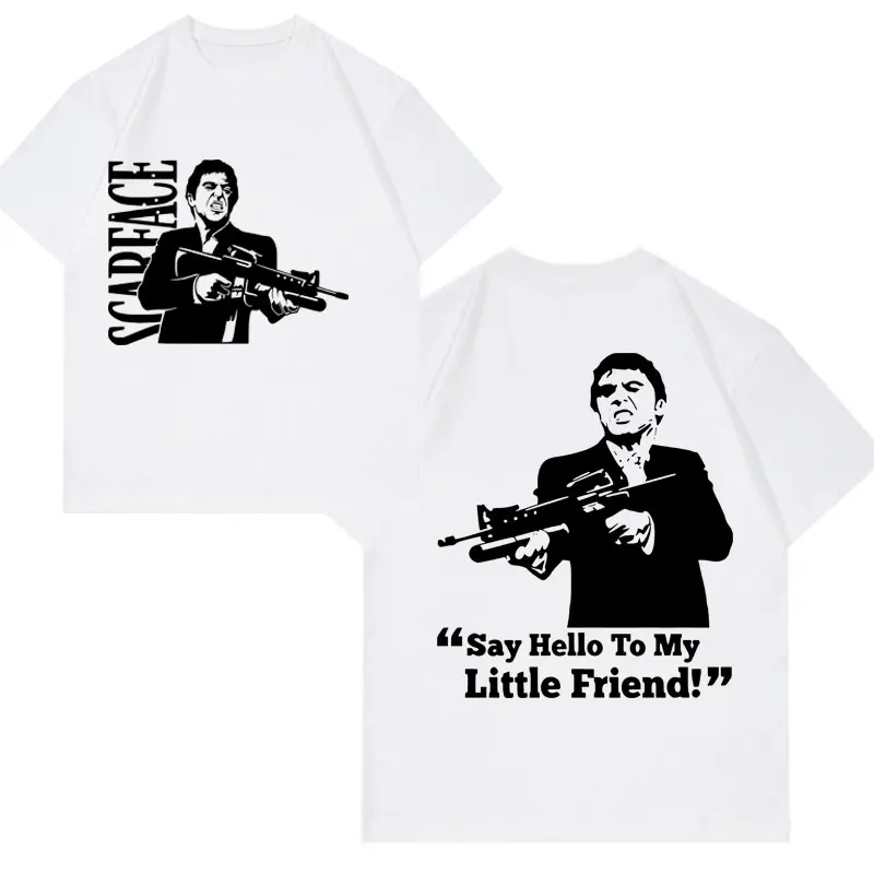 

Vintage Al Pacino As Tony Montana Scarface Movie Say Good Night To The Bad Guy Slogan Graphic Print T Shirts Men Oversized Tees