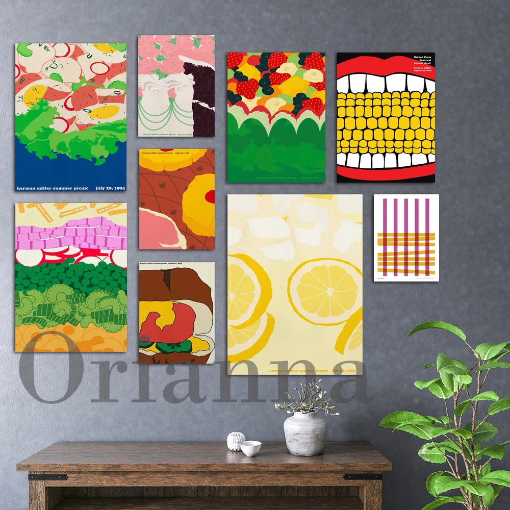 Herman Miller Summer Picnic Poster Stampa Mais Dolce Metà Secolo Astratto Contemporaneo Soggiorno Decor Office Wall Art Canvas
