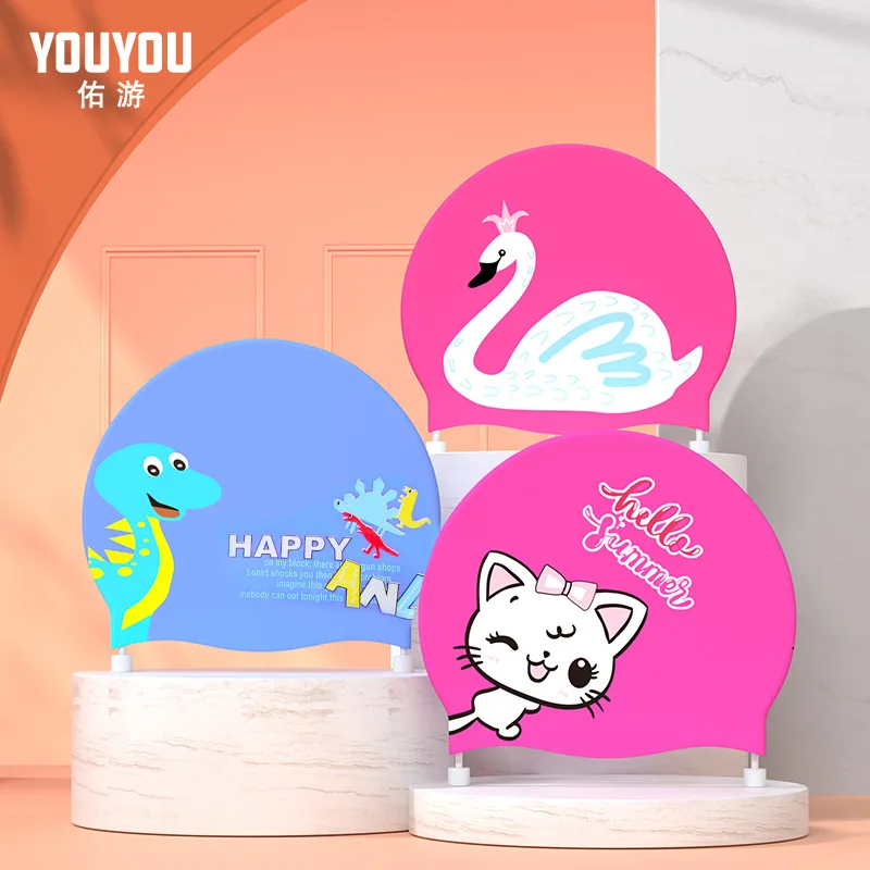 

Kid's Silicone Swimming Caps Boys Girls Have Long Hair Waterproof Ears and Cute Women Swimming Caps Swimming Equipment
