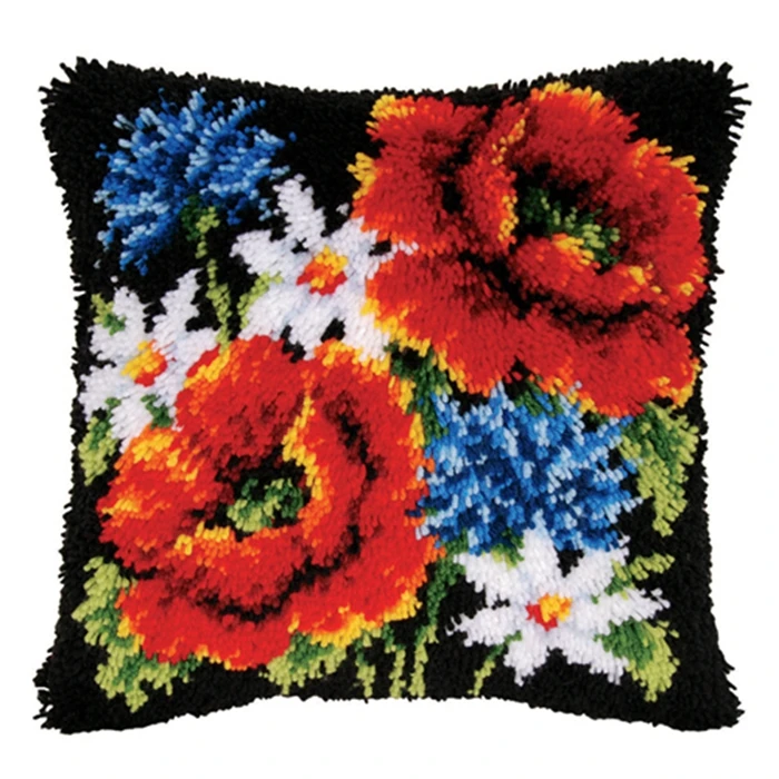 Description Picture 6 of itemPlant Series 3D Segment Embroidery Pillow Flowers Grass Coarse Wool Cross Stitch Latch Hook Pillow DIY Embroidery Latch Hook Kit