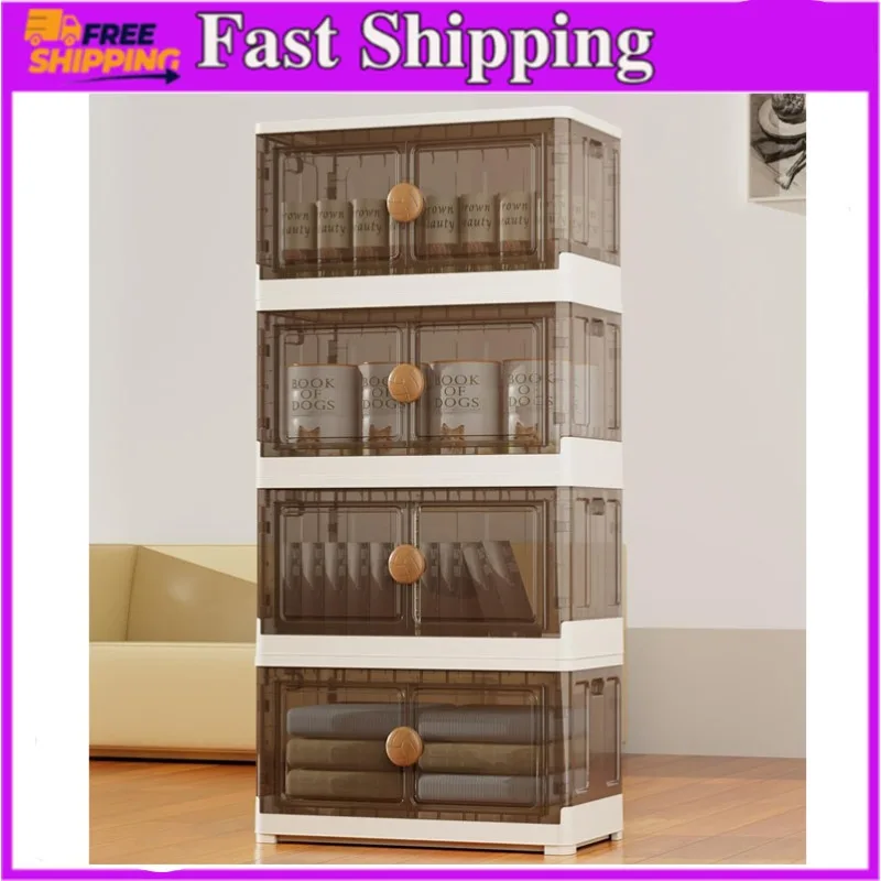 

Closet Organizers and Storage,/27Gal Stackable Storage Bins Open Front,4 Packs Extra Large Collapsible Storage Bins with Lids