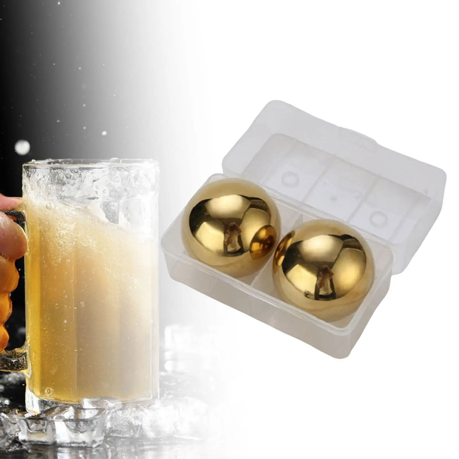 Whiskey Stones 2 Pieces Ice Balls Reusable Chilling Balls Convenient with Storage Box Chilling Spheres Ice Spheres For Husband Drinks Vodka Dad