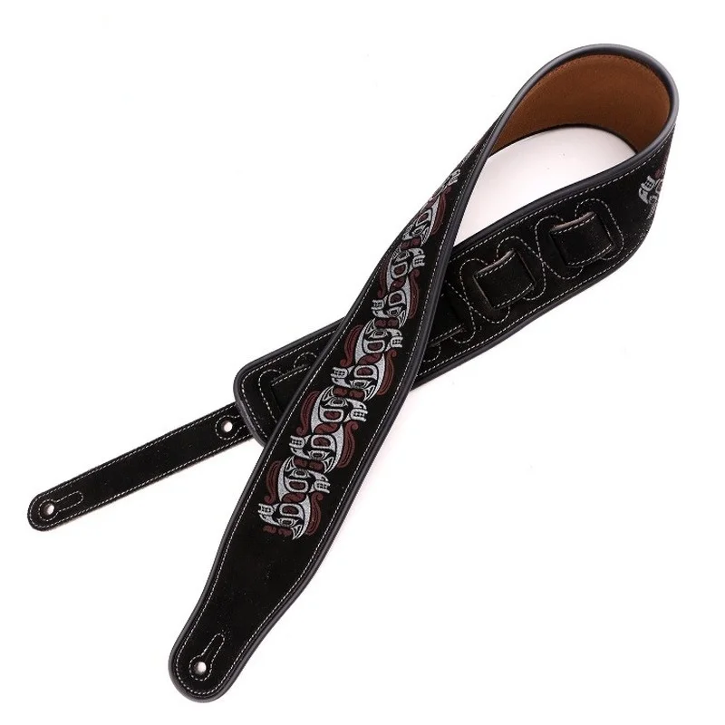 2021 Foreign Trade New High-end Black Anti-fur Guitar Strap 3D Embroidery Pattern Silicone Edging | Спорт и развлечения