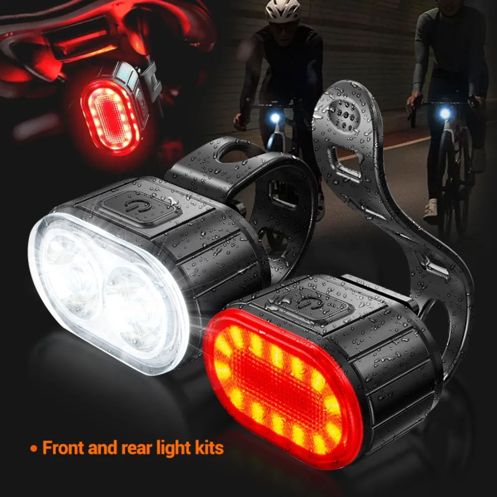 USB Rechargeable LED Bike Light Set - High Visibility Front and Rear Bicycle Lamps
