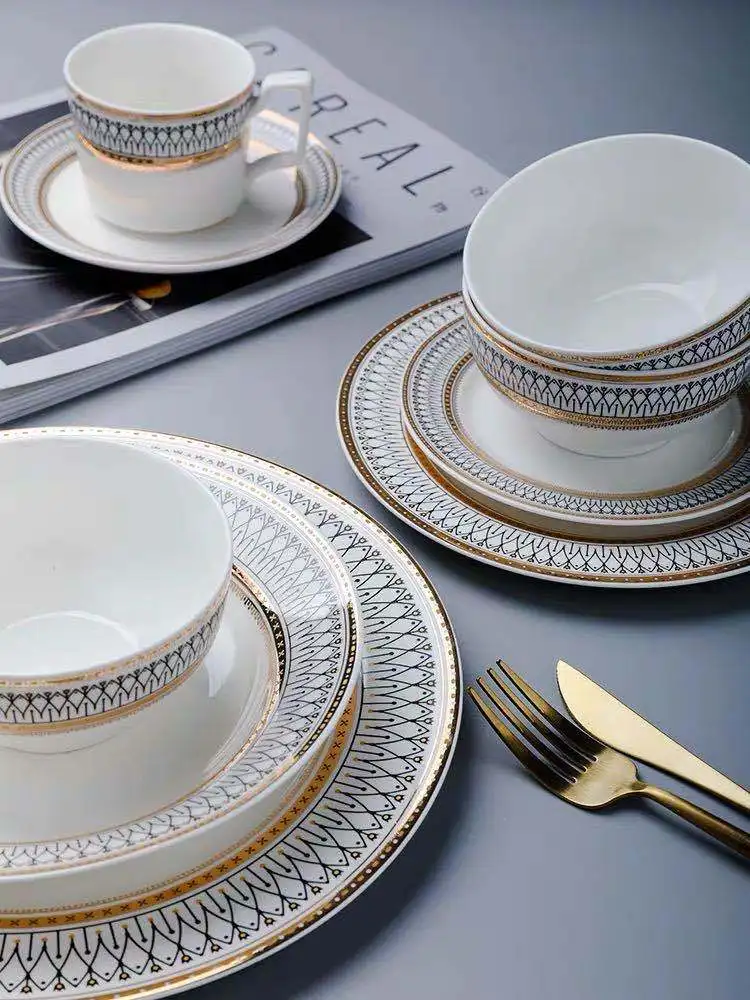 Nordic Dinnerware Set for Wedding Party, Dinner Plates, Noodle Soup BowL Serving Plate, Spoon，Coffee Cup, Dinner Plates, 1Pc