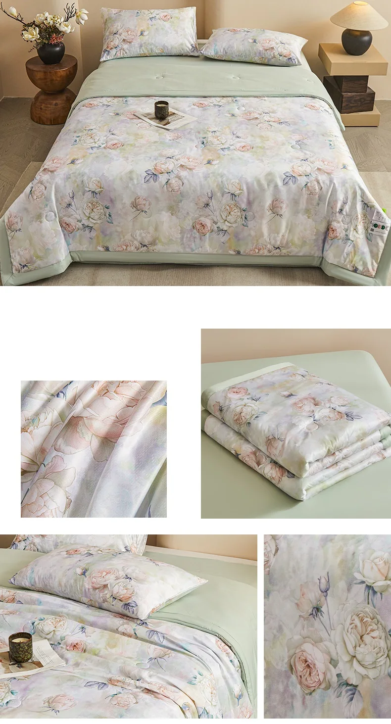 1pc Skin-friendly Quilts Soft Duvet Single/Double/Queen Size Comforter Quilted Blanket Home Bedspread 여름이불 (No Pillowcase)
