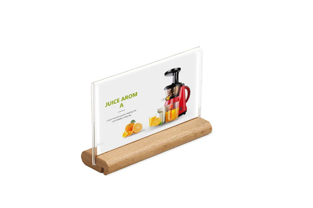 100 x 100 mm Acryl-Schild aus Buchenholz, schräger Tisch, Menü, Produktpreis, Flyer-Display, Namenskartenhalter, Ständer – Detail 4