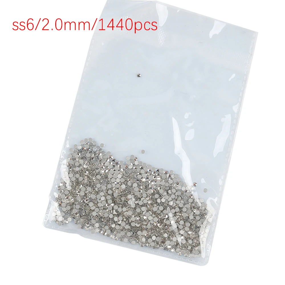 SS3 SS4 SS5 SS6 SS8 1440pcs Clear Crystal AB Golden Back Stones  3D Non HotFix FlatBack Nail Art Rhinestones Decorations 