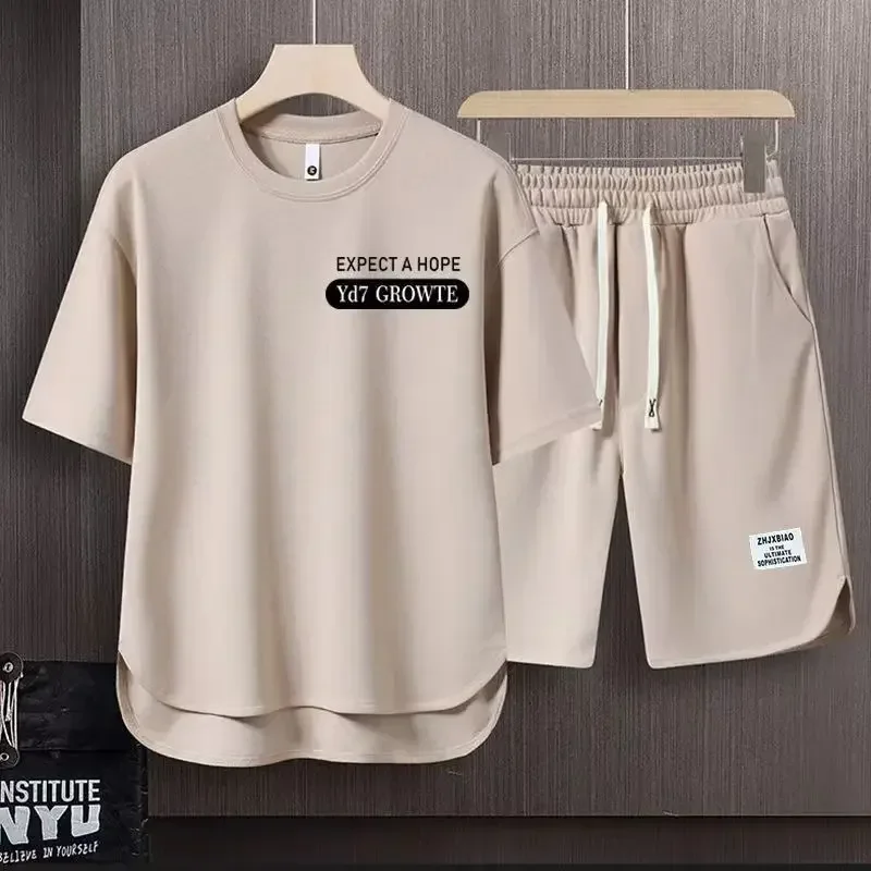 thumbnail image 1 of Sudaderas para hombre, camisetas cortas, conjuntos de chándal marrón, conjunto de pantalones cortos para hombre con alfabeto, tendencia 2024, camisetas y tops casuales, novedad, XL, 1 of 4