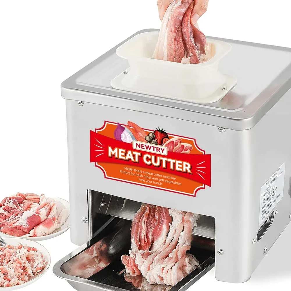 

Commercial Meat Cutter Machine, 10mm Blade, Save Time, Easy to Clean, Slices Strips Cubes 3 in 1, 110V US Plug