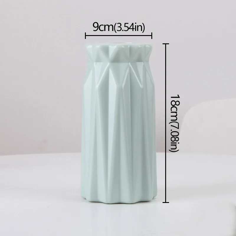 Green geometric plastic vase