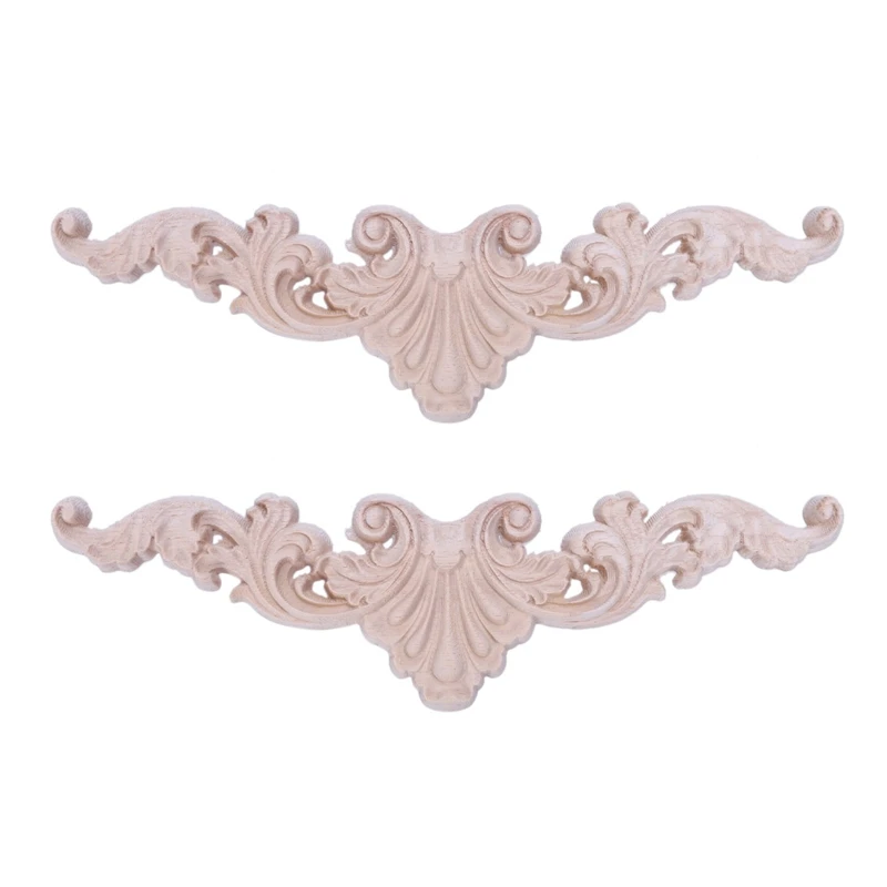 

LUDA 2X Wood Carved Corner Onlay Applique Frame Decor Furniture Craft Unpainted Type:20X5cm