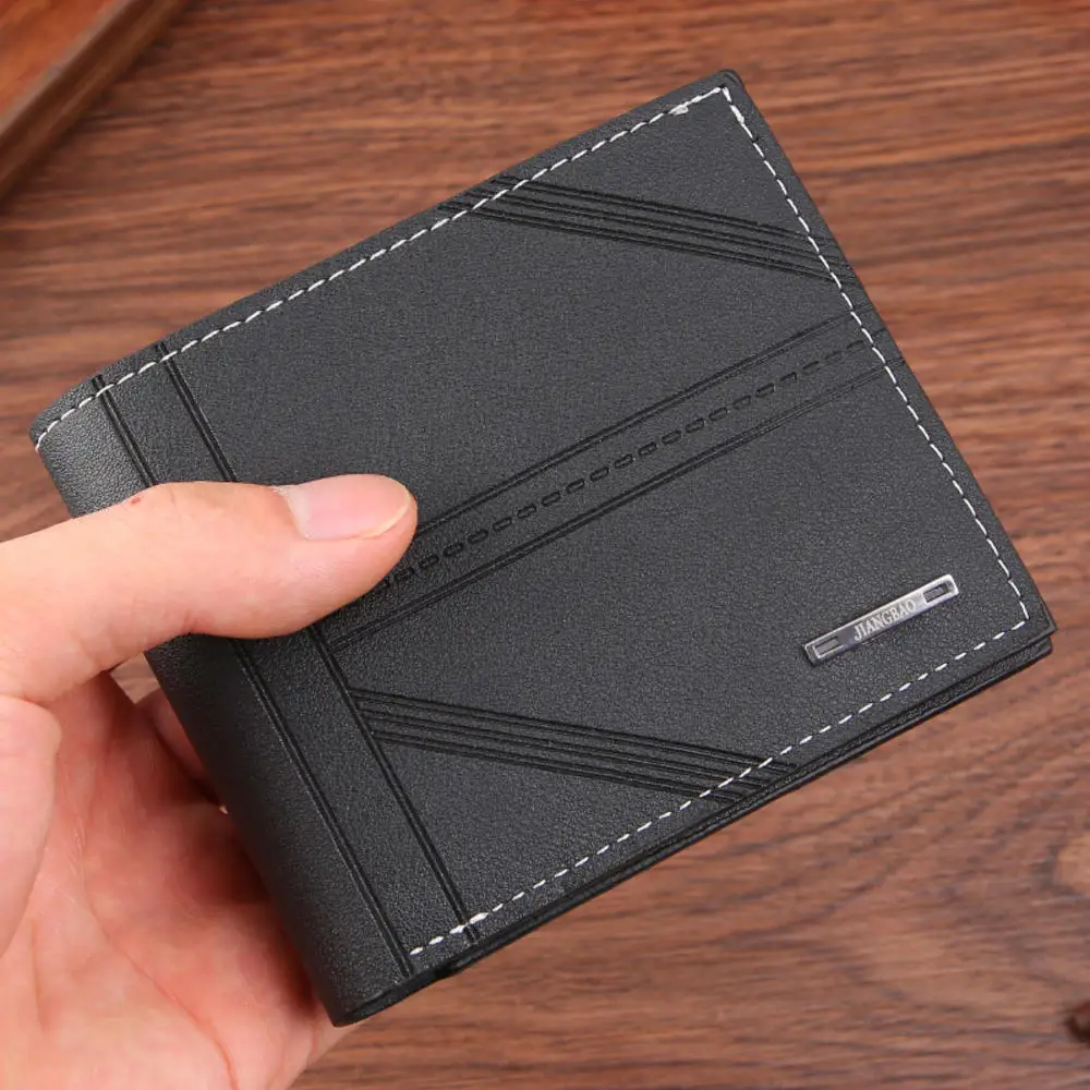 PU Leather Men Wallets Fashion Multi Card Slots Card Holder Solid Color Male Wallet
