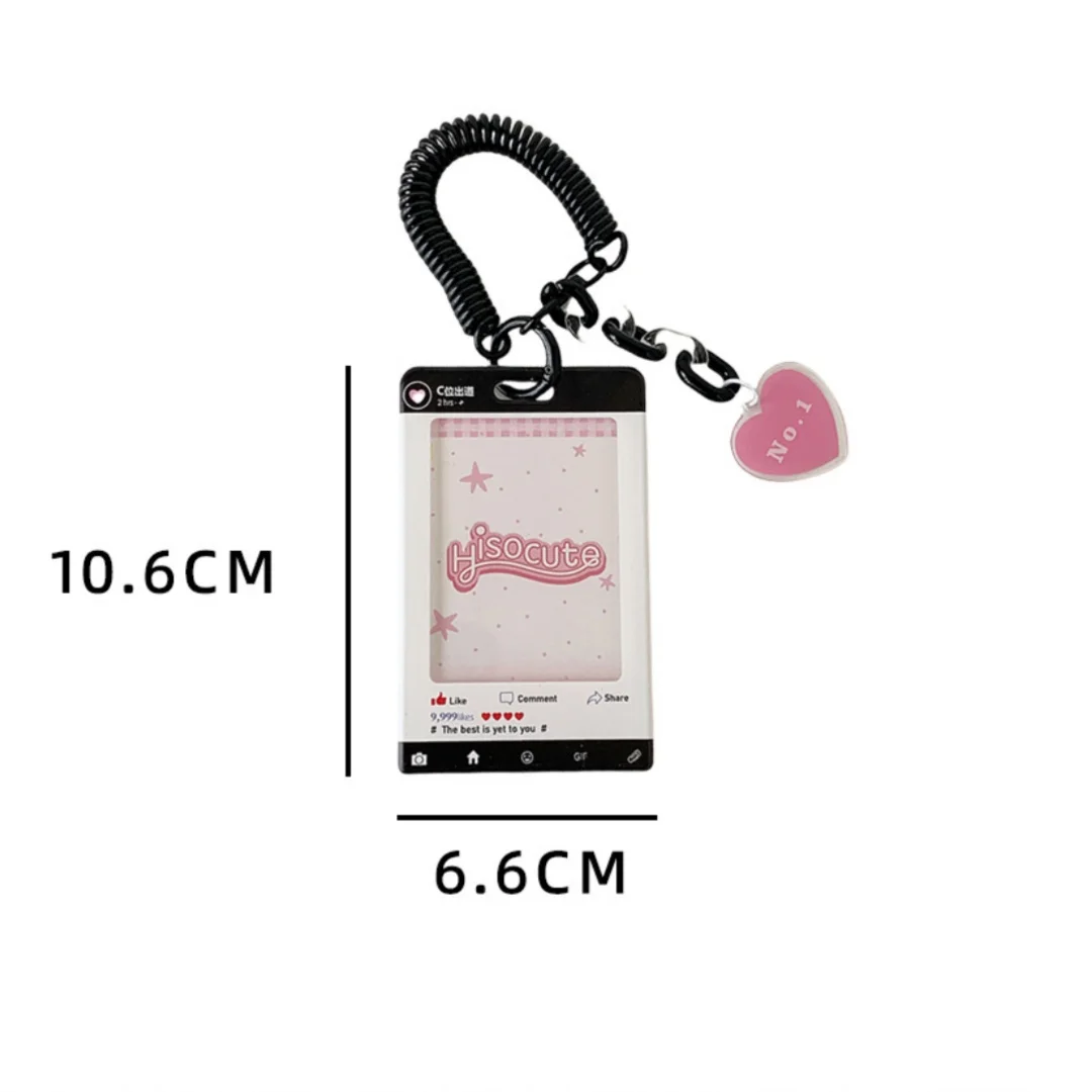Heart Pendant Photo Card Holder Anti-lost Keychain 3 Inch Idol Photocard Stand Protective Case Bag Student ID Badge Holder