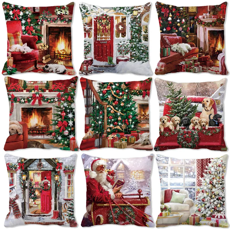 Christmas Home Decor Cushion Cover Ornament Pillowcase 45x45cm Christmas Decorations