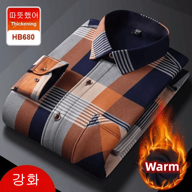 New Autumn Winter Men's Thick Warm Fashion Casual Long Sleeve Plaid Shirt Men's Casual High Quality Soft Large Size Top Shirt