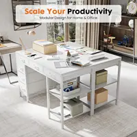 47-Inch Computer Desk with 6 Drawers and Storage Shelves, Home Office Gaming Study Table for Bedroom Living Room 5