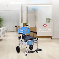 Transport Chair for The Elderly, Disabled Mobile Toilet Chair on Wheels, Foldable Disability Lift Chairs, Transfer Wheelchair 2