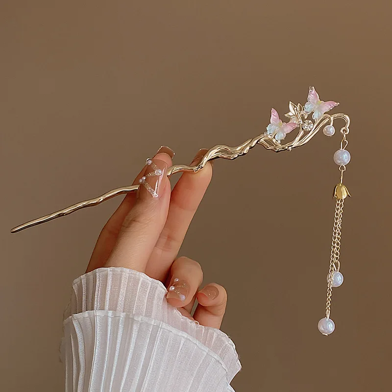 2023 neue Blume Haarnadel Für Frauen Elegante Blumen Schmetterling Perle Quaste Haar Stick Trendy Schmuck Haar Zubehör Haar Clips – Detail 10