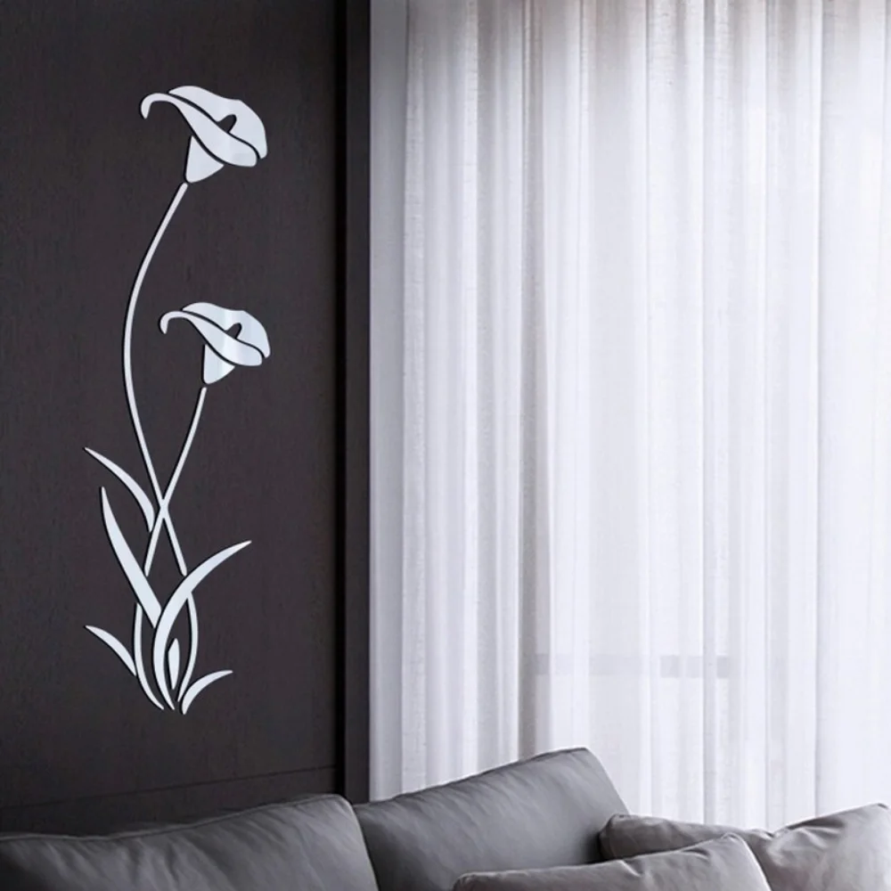 Acrylic Mirror Wall Stickers Small Flowers 3D Wall Decor Reflector Wallpaper Home Decor High-end Accessories
