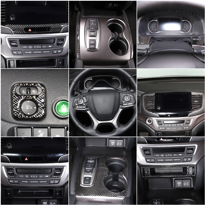 

For Honda Pilot 2015-2022 Soft Carbon Fiber Whole Interior Stickers Car Accessories Dash Trim Gear Shift Console Cover Panel