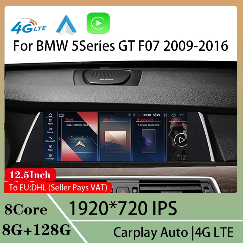 

12.5" 8Core 8G 128G Android13 Carplay Auto For BMW 5Series GT F07 2009-2016 Central Multimedia Video Player Bluetooth Navigation