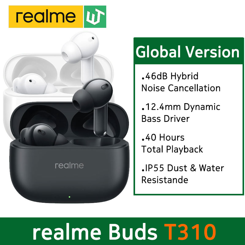 Global Version realme Buds T310 Bluetooth 5.4 Earphone 46dB Active Noise Cancelling Wireless Headphone 40 Hours Battery Life