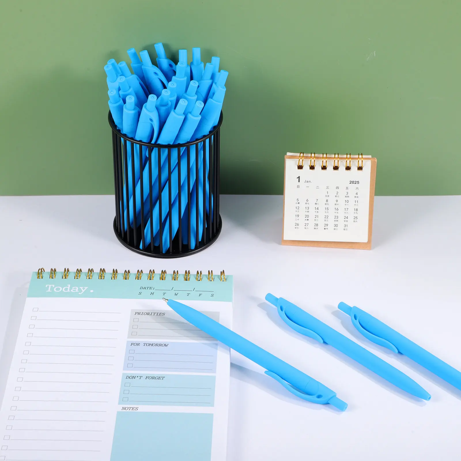 Penne a sfera a dito medio retrattile con scrittura liscia inchiostro blu (0,5 mm) Penna 2 pezzi