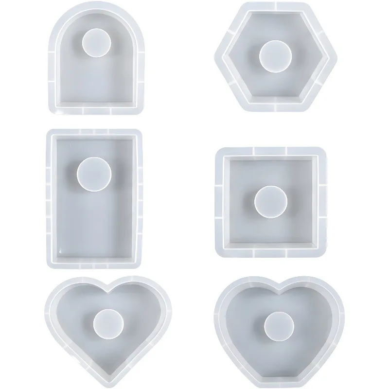 Hexagon Arch Heart Shape Clock Ornament Silicone Mold Geometric Bookend Crystal Epoxy Resin Mould DIY Home Table Decoration