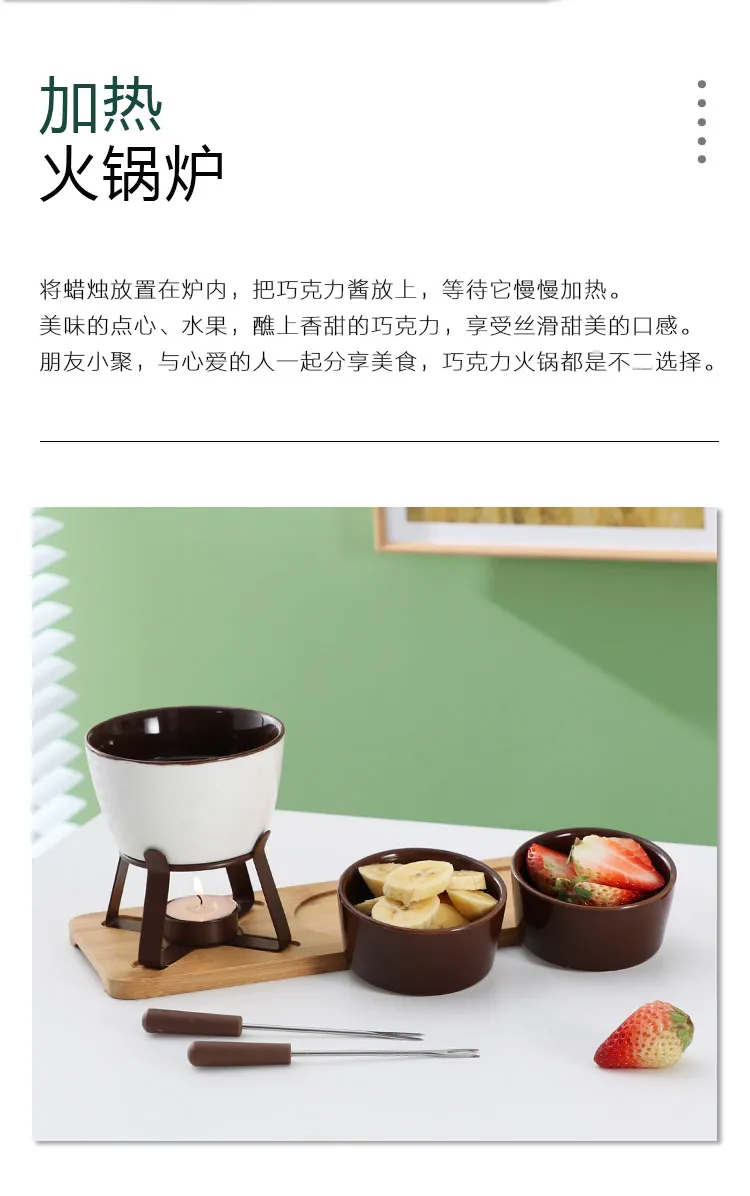 Fondue conjunto pote de porcelana tealight fondue