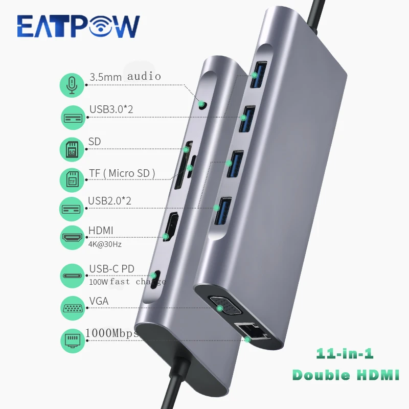 

USB-разветвитель с USB, 11 портов, Тип C