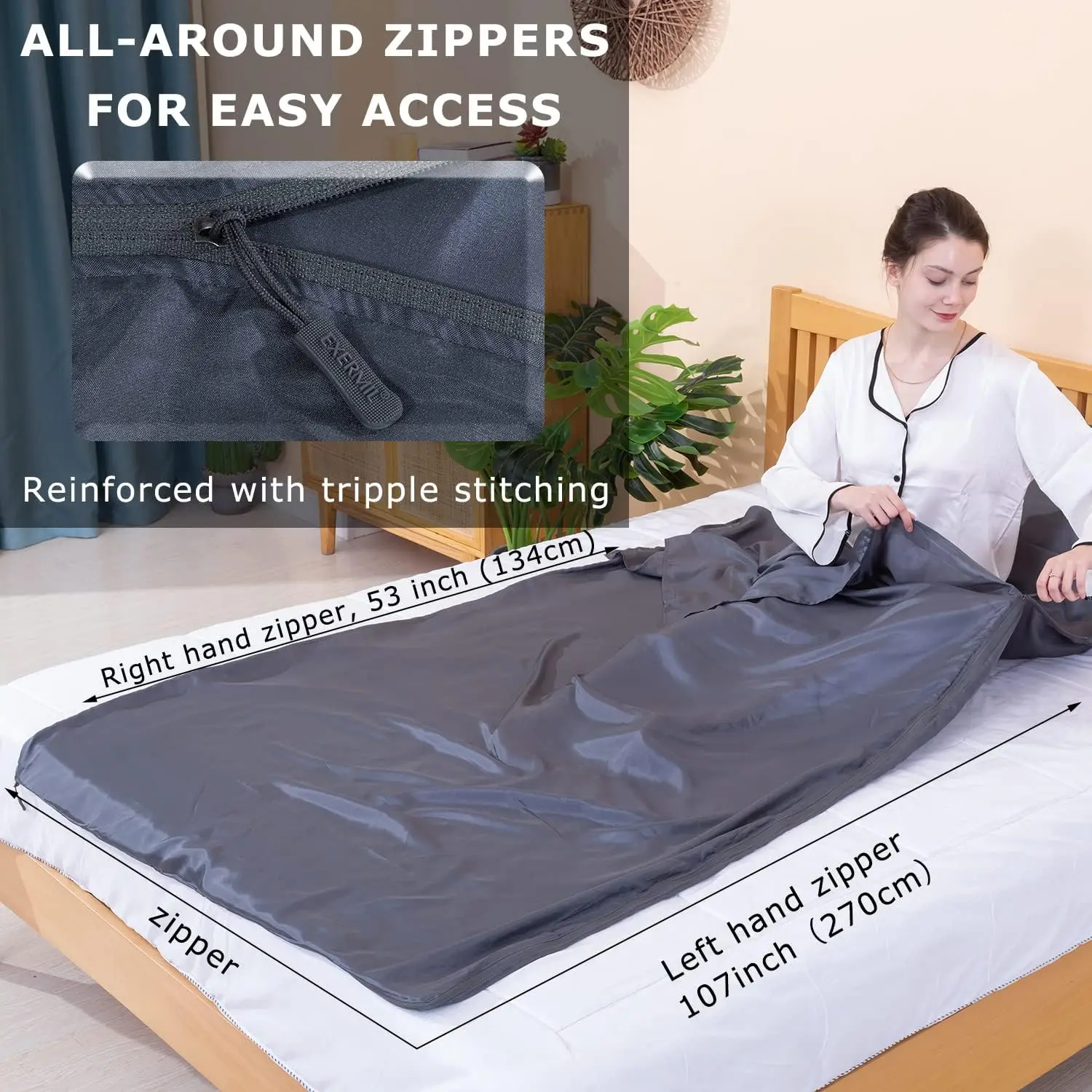 Sack with All Around Zippers, 87&rdquo;x43&rdquo; Large Sleeping Sheets for Hotels, Travel & Camping, Multifunctional Travel