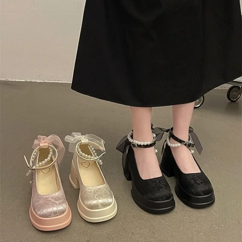 Only maker Mary Jane pumps voor dames, Lolita, plateau, hoge hakken, lakzwart, 43 EU