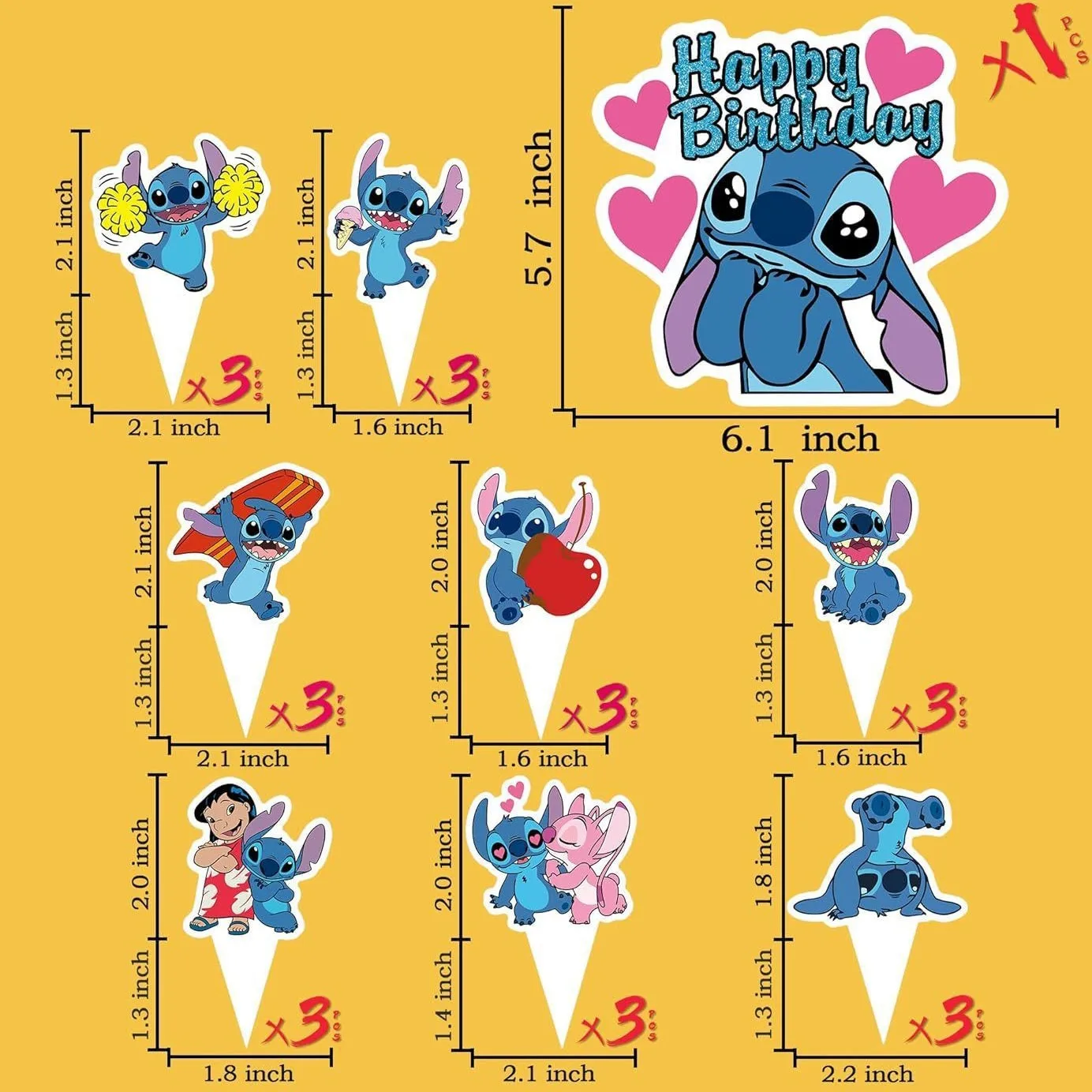 Stitch-Themed Birthday Cake and Cupcake Topper Set