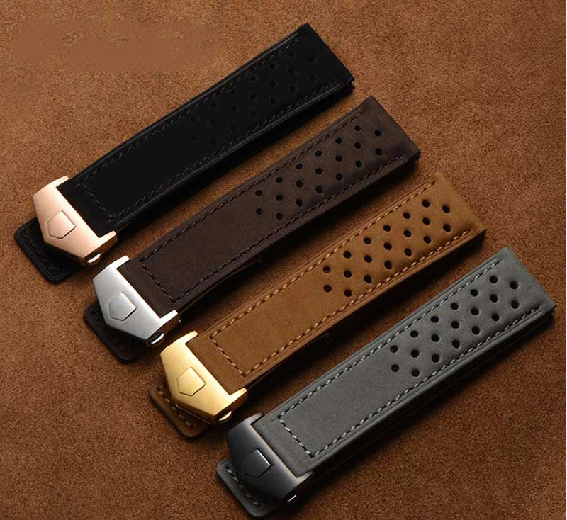 

20 22 24mm Genuine leather bracelet for tag heuer watchband men wristwatches band accessories fold buckle leather watch strap