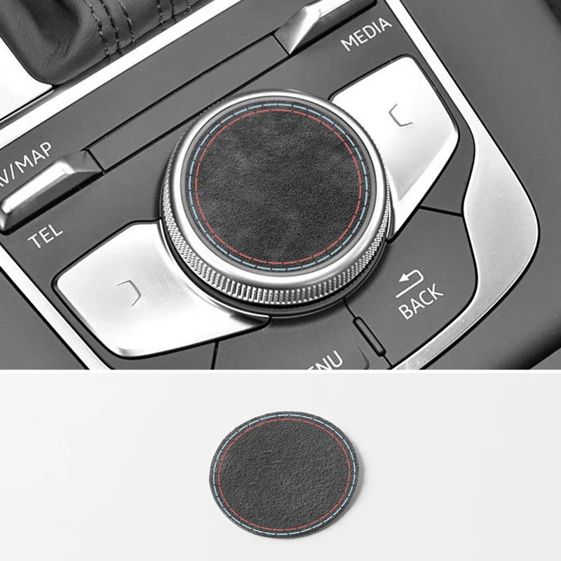 For Audi Sport 8V A3 S3 (2014-2019) Car Multimedia Knob Button Panel Cover Trim Sticker Made of Alcantara Interior Accessories