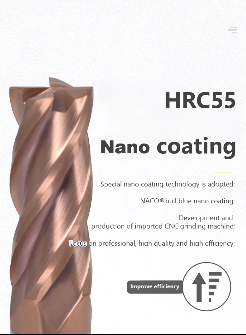 Hartmetall-Schaftfräser 1 4 6 8-20 4 Nuten Fräser HRC55 Legierung Beschichtung Wolframstahl Schneidwerkzeug CNC-Bearbeitung Graveur Fräser – Detail 5