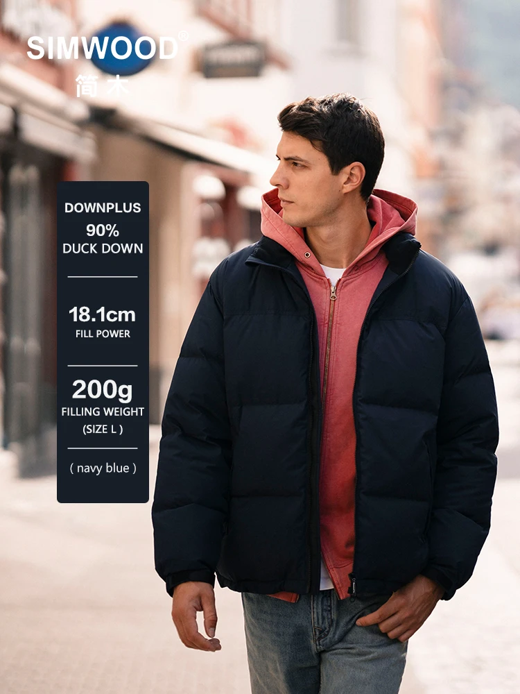 SIMWOOD Winter Oversize 90% White Duck Down Coats Men Warm Comfortable Down Puffer Jackets