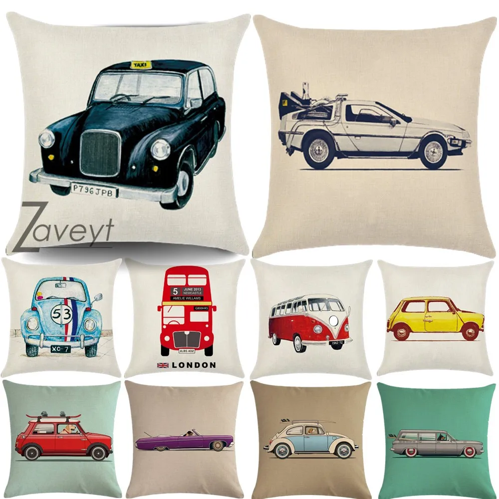 

16-24"inch Vintage Car Colorful Cartoon Driving Bus Dog Cushion Cover Decor Cute Pet Dalmatian Pillowcase Linen Pillow Case Sofa