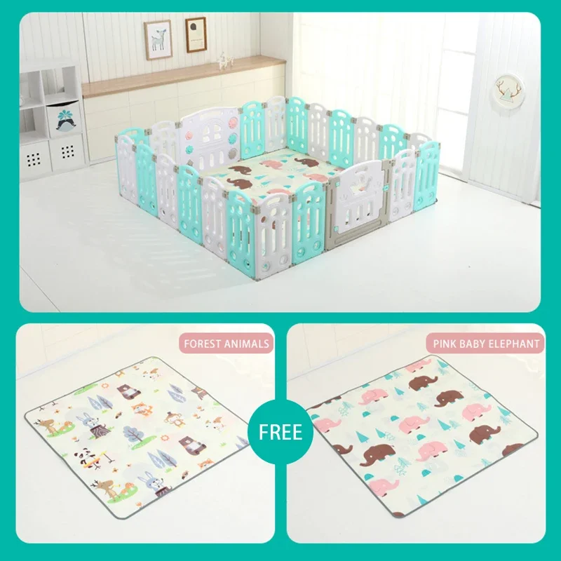 10Panels Baby Safety Playpen with Free Mat Kids Safety Guardrail Ball Pool Pit Indoor Activity Play Center Crawling Fence