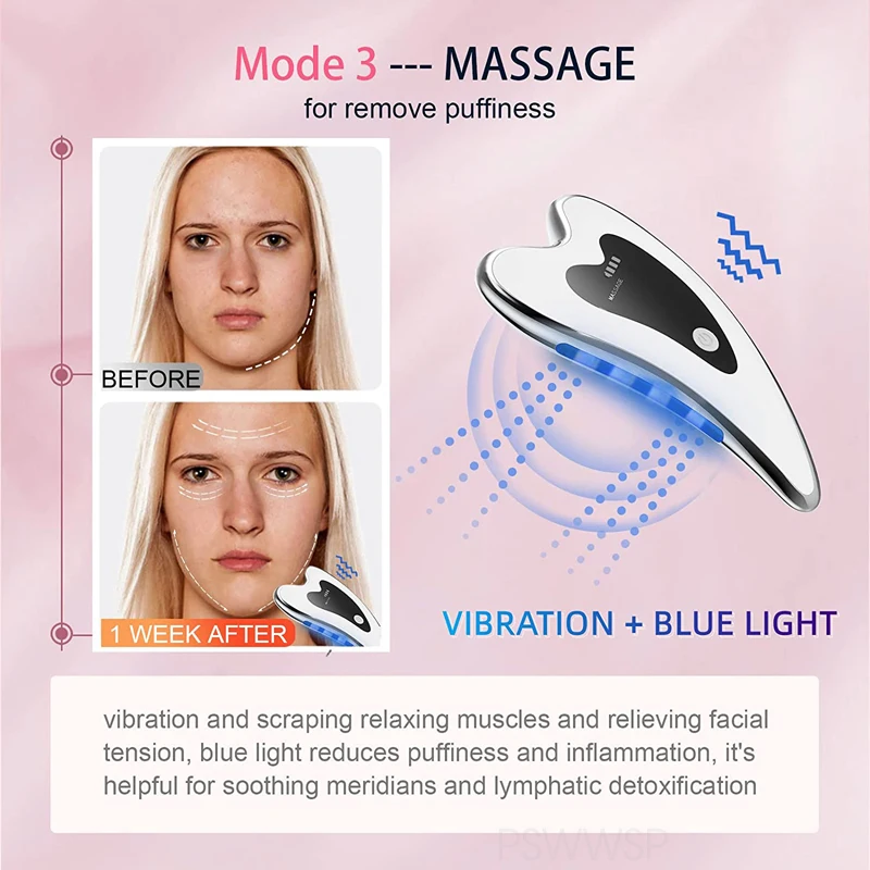 Electric Guasha Scraper Board Microcurrent Face Massager Wrinkle Face Lift Device Gua Sha Plate Facial Lifting Firming Skin Care