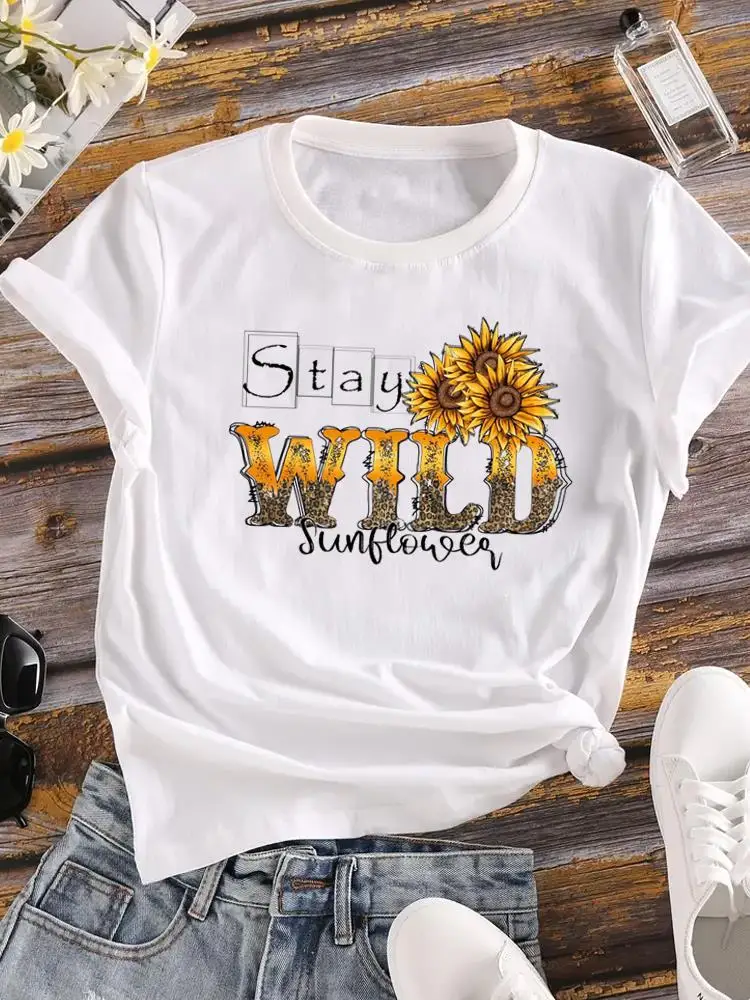 

Clothing T-shirt Ladies Female Print Top Fashion Flower Letter 90s Lovely Trend Short Sleeve Clothes Graphic Women Tee T Shirt