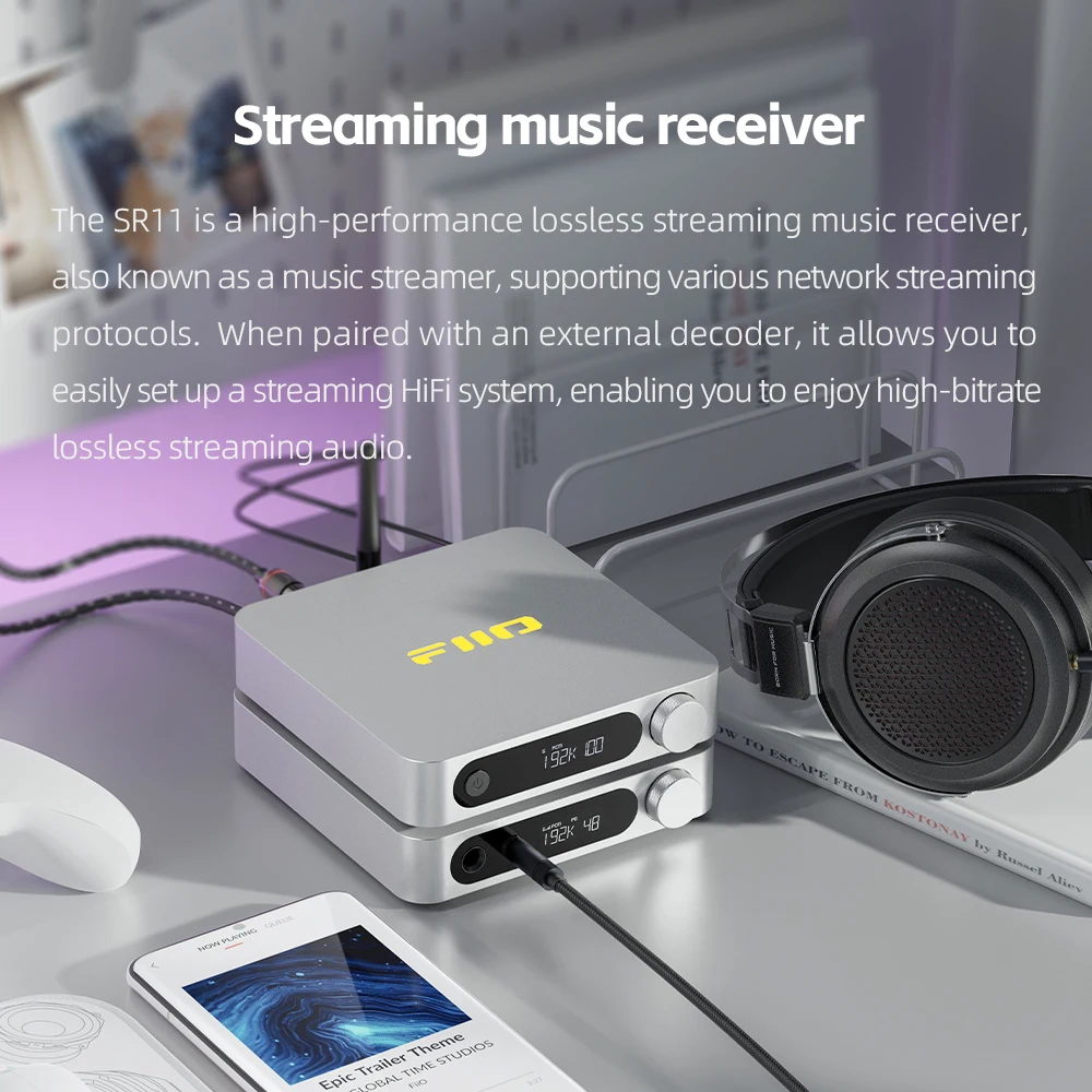 AirPlay Audio Streamer Receiver FiiO SR11 WiFi Multiroom Streamer Stream Hi-Res Audio from Spotify Music Tidal and More audio streamer receiver
