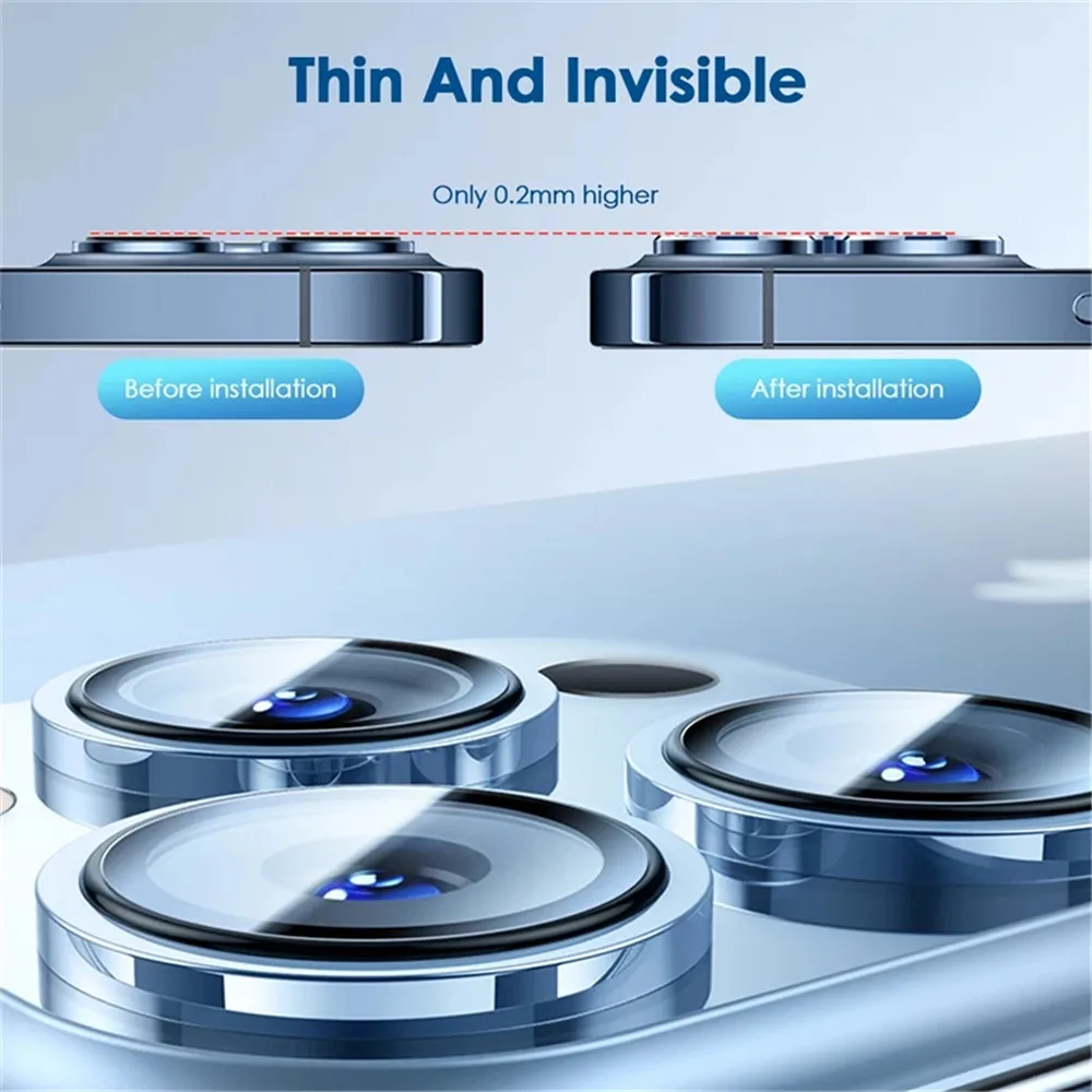 Metal Ring Camera Protectors with Lens Glass Film Cover