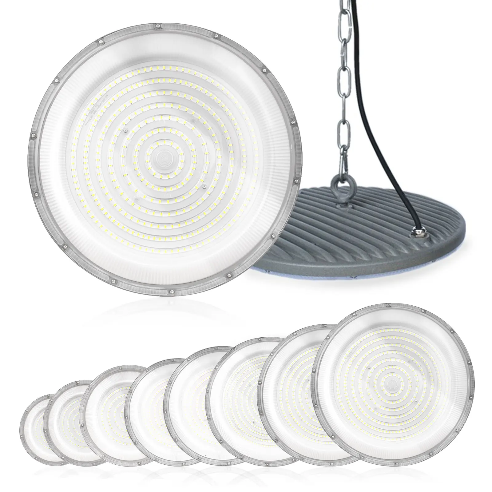 LED UFO High Bay Light 50W-600W AC85-265V Cold White Brightness IP66 Waterproof And Dustproof For Outdoor Garden Wall Industry