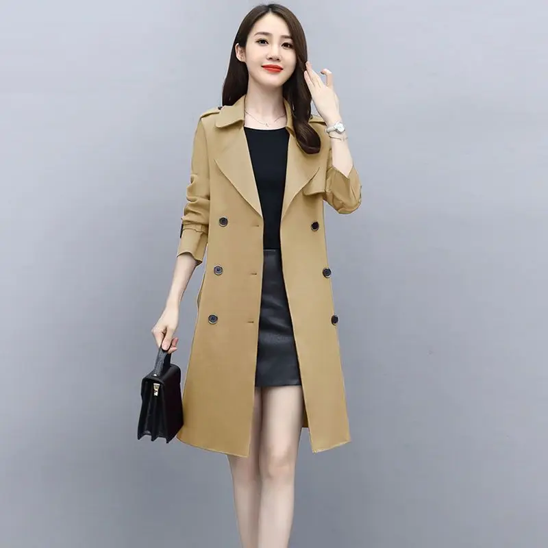 2023 New Women Autumn Windbreaker  The Long Coat Korean Version of Slim Coats Age Reducing Jimpness Coat Medium Style Jackets